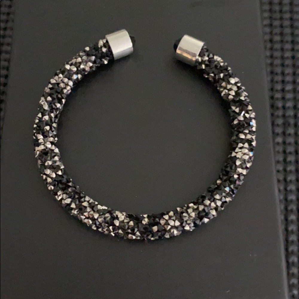 Silver and black rhinestones bracelet